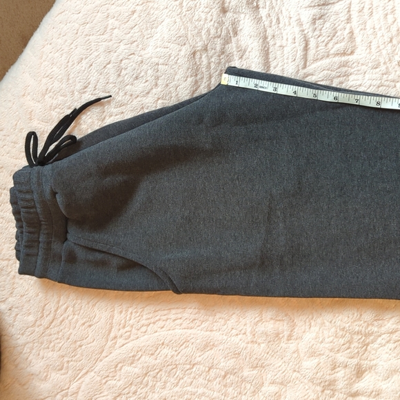 Last Pair! Fleece Lined Open Bottom Cotton Sweatpants/Joggers Size L Dark Gray - Picture 9 of 13